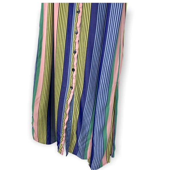 Boden Katina Striped Multicolor Maxi Button Up Shirt Dress Size 4P - Picture 3 of 14